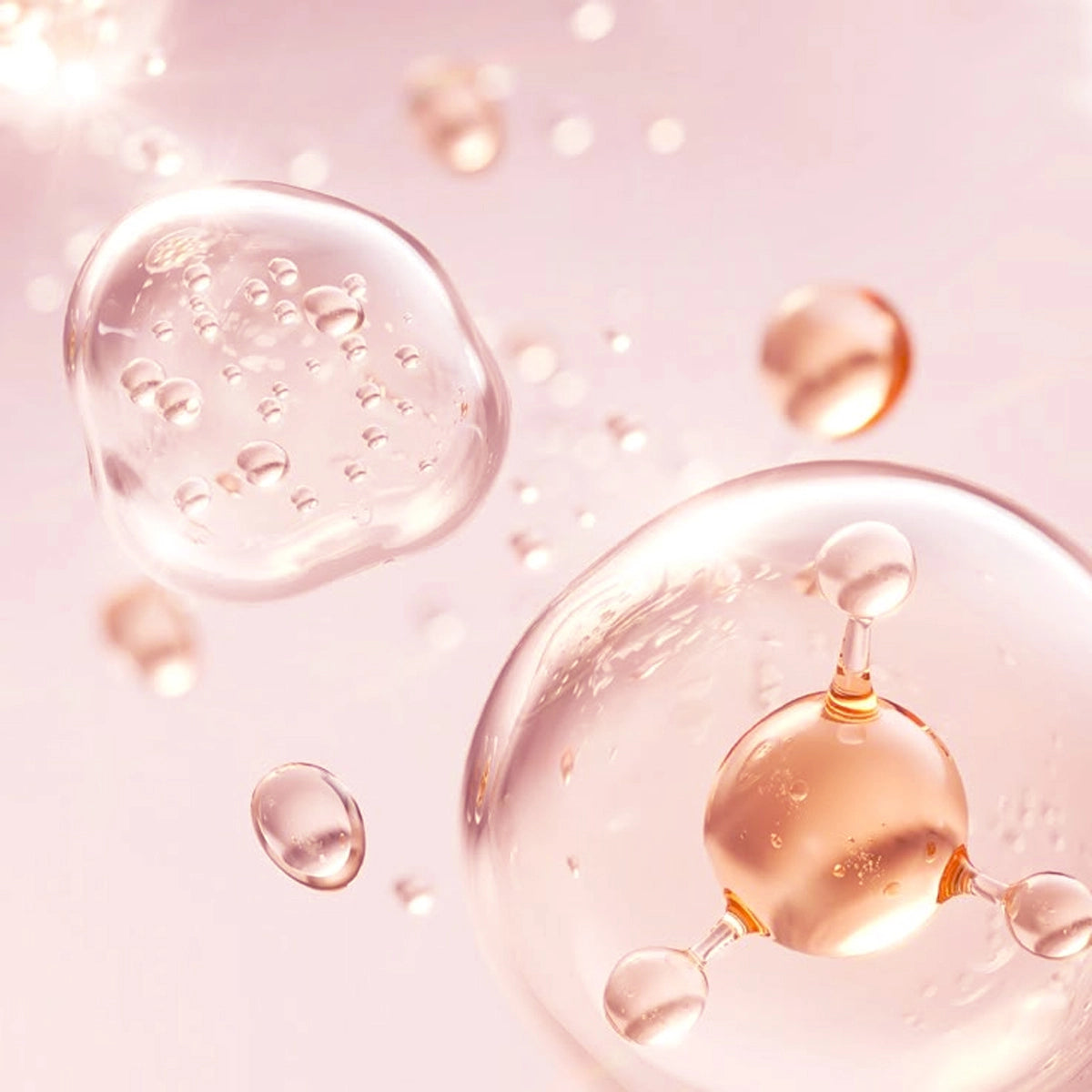 Close-up of molecular structure with a pink gradient background