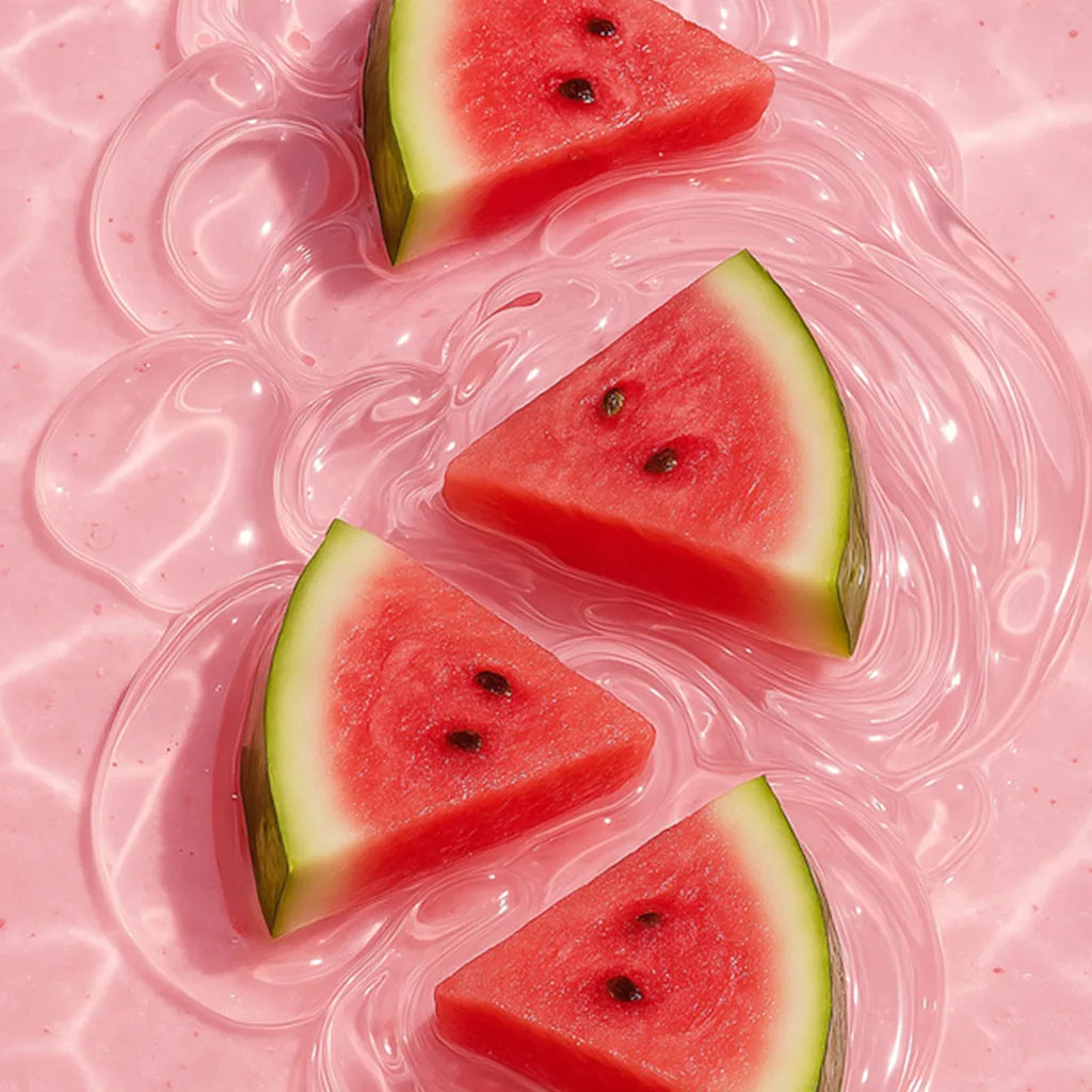 Slices of watermelon on a pink textured background